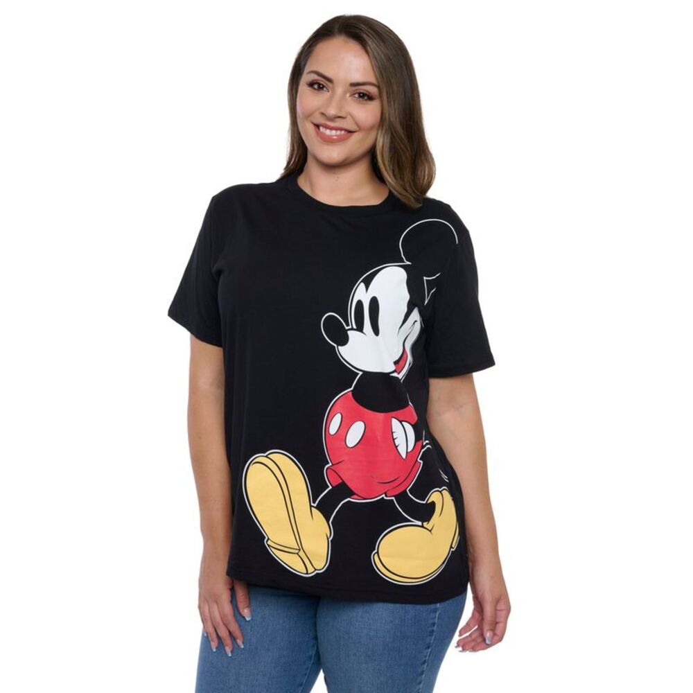 New Womens Plus Size Disney Mickey Mouse T-Shirt Short Sleeve Black